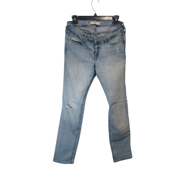 Hollister Womens Jeans Light Wash Distressed Ripped Skinny Denim Size 29 L32 - Picture 1 of 4